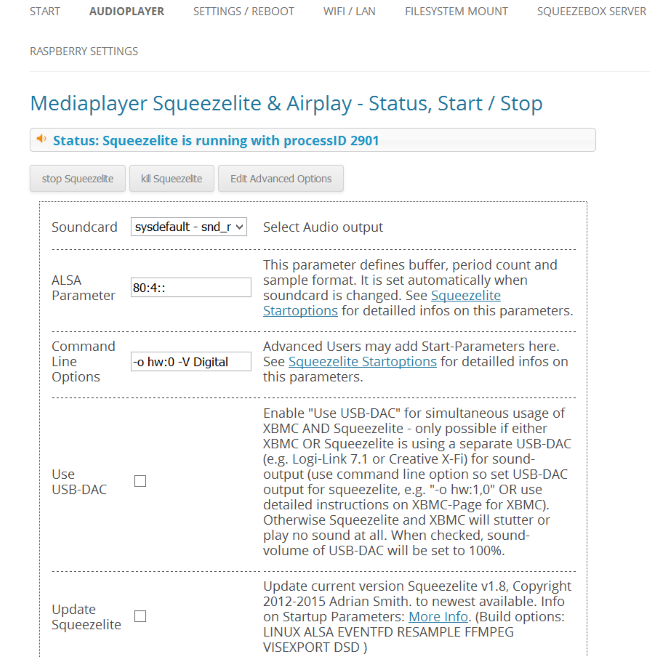 Mediaplayer Squeezelite and Airplay Plugin