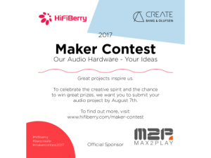 Max2Play is software partner of the Maker Contest by HiFiBerry and Bang & Olufsen Create